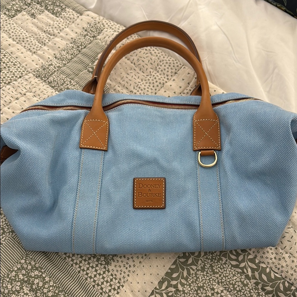 Dooney & Bourke Light Blue with Tan handle Duffel Bag